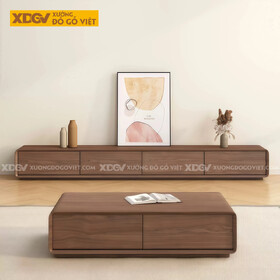 Mẫu Kệ Để Tivi Gỗ Óc Chó Hiện Đại Kiểu Dáng Thấp Bo Tròn