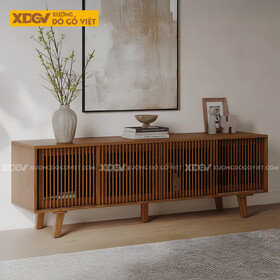 Kệ Tivi Gỗ Sồi Mỹ Bắc Âu Tối Giản Cánh Lùa Thanh Nan Dọc