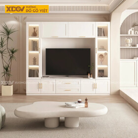 Kệ Tivi Kèm Tủ Gỗ Cao Su Lưu Trữ Lớn Tủ Trưng Bày Phối Kính