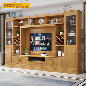 Kệ Tivi Kết Hợp Tủ Gỗ Cao Su Nhiều Ngăn Phòng Khách Hiện Đại