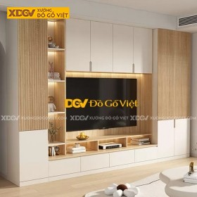 Kệ Tivi Kèm Tủ Công Nghiệp Màu Sồi Phối Trắng