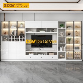 Kệ Tivi Màu Trắng Thiết Kế Kèm Kệ Tủ Chất Gỗ Công Nghiệp
