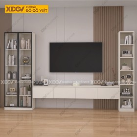 Kệ Tivi Treo Tường Màu Trắng Khung Gỗ Công Nghiệp