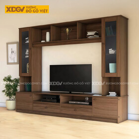 Mẫu Kệ Tivi Kết Hợp Tủ Gỗ MDF Chân Sát Sàn Đa Ngăn Lưu Trữ