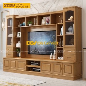 Kệ Tivi Kèm Tủ Đồ Trang Trí Gỗ Sồi Tự Nhiên