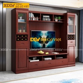Kệ Tivi Kết Hợp Tủ Khung Gỗ Cánh Kính Thiết Kế Đa Tầng Kệ