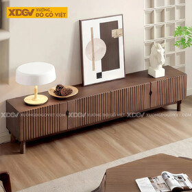 Kệ Để Tivi Phòng Khách Gỗ Óc Chó Khắc Rãnh Tinh Xảo Hiện Đại