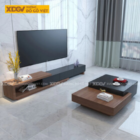 Kệ Tivi Trưng Bày Gỗ Công Nghiệp Hiện Đại Cơ Chế Đẩy Trượt