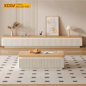 Kệ Trưng Bày Tivi Phòng Khách Gỗ MDF Hiệu Ứng Kẻ Sọc Nổi Bật