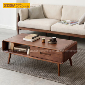 Mẫu Bàn Trà Sofa Phòng Khách Gỗ Óc Chó Thiết Kế Bất Đối Xứng