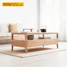 Mẫu Bàn Trà Sofa Phòng Khách Gỗ Sồi 2 Tầng Thiết Kế Đối Xứng