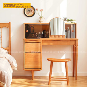 Mẫu Bàn Trang Điểm Phòng Ngủ Gỗ Sồi Chân Côn Cánh Kính Lùa