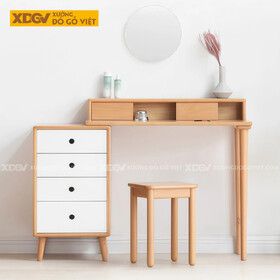 Mẫu Bàn Trang Điểm Thông Minh Gỗ Sồi Chân Chữ H Kết Hợp Tủ