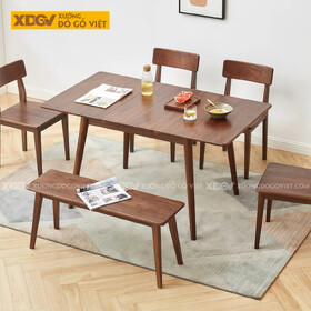 Mẫu Bộ Bàn Ăn Hiện Đại Gỗ Óc Chó Cơ Chế Mở Rộng Linh Hoạt