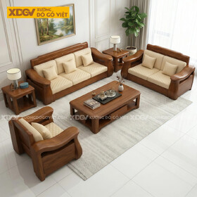 Mẫu Bộ Bàn Ghế Sofa Gỗ Lim Thời Thượng Chân Ngắn Vững Chãi