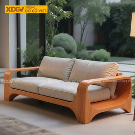Mẫu Ghế Sofa Gỗ Gõ Đỏ Khung Gỗ Bo Tròn Chân Vòm Tay Chữ C