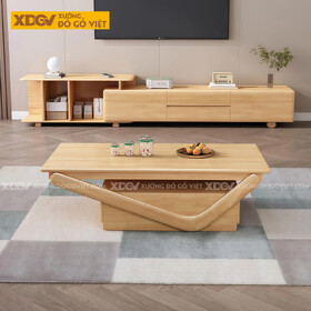 Mẫu Kệ Để Tivi Gỗ Cao Su Thiết Kế Phân Tầng Cơ Chế Đẩy Trượt