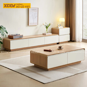 Mẫu Kệ Để Tivi Gỗ MDF Thiết Kế Bề Mặt Phẳng Mịn Tay Nắm Âm