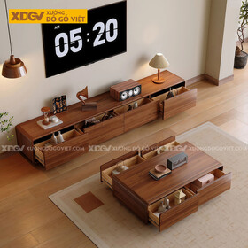 Mẫu Kệ Tivi Gỗ Óc Chó Thiết Kế Góc Bo An Toàn Tối Ưu Lưu Trữ