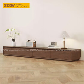 Mẫu Kệ Tivi Gỗ Sồi Mỹ Cánh Mở Góc Bo Tròn Ghép Liền Mạch