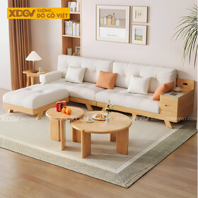Mẫu Sofa Cao Su Bọc Nệm Dày Tay Ngăn Kéo Bên Hông Tiện Lợi