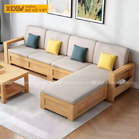 Mẫu Sofa Cao Su Phòng Khách Tay Thẳng Tích Hợp Hộc Đựng