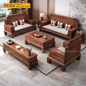 Mẫu Sofa Gỗ Lim Cổ Điển Tay Tựa Ngăn Kéo Chân Móng Ngựa