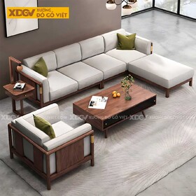 Mẫu Sofa Gỗ Lim Hiện Đại Góc L Tựa Nan Bọc Nệm Cao Cấp