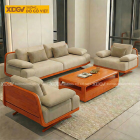 Mẫu Sofa Phòng Khách Gỗ Gõ Đỏ Hệ Khung Uốn Cong Mềm Mại