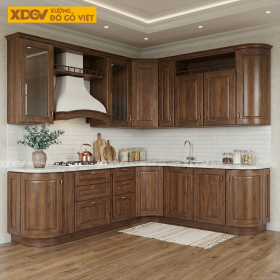 Mẫu Tủ Bếp Óc Chó Kiểu L Cho Không Gian Nhỏ Nhiều Ngăn Đựng