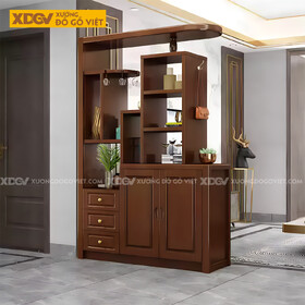 Mẫu Tủ Để Rượu Gỗ Cao Su Phòng Khách Tích Hợp Kệ Lưu Trữ Lớn