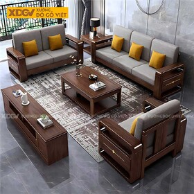 Sofa Gỗ Óc Chó Hiện Đại Á Đông Góc Cạnh Bo Tròn Mềm Mại