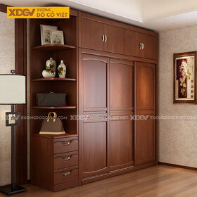 Tủ Áo Quần Veneer Xoan Đào Cửa Trượt Đa Năng Nhiều Ngăn