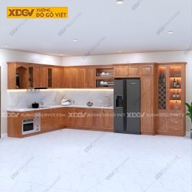 Tủ Bếp Gỗ Veneer Gõ Đỏ X6712