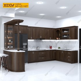 Tủ Bếp Gỗ Veneer Sồi X7048
