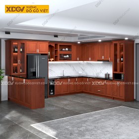 Tủ Bếp Gỗ Veneer Xoan Đào X7005