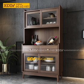 Tủ Chén Bát Khung Gỗ Công Nghiệp Cánh Kính
