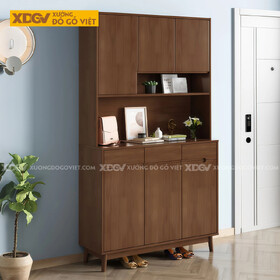 Tủ Để Giày Gỗ Cao Su Phối Ngăn Tủ Phía Trên Lưu Trữ Rộng Rãi
