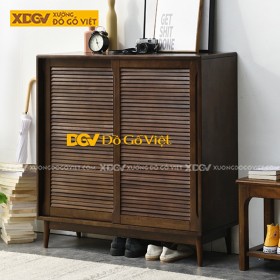 Tủ Giày Dép Gỗ Căm Xe Cánh Lùa Đóng Mở Đơn Giản