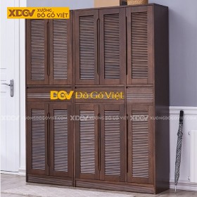 Tủ Giày Dép Gỗ Căm Xe Màu Óc Chó Đậm