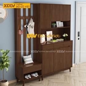 Tủ Giày Dép Gỗ Căm Xe Có Thanh Treo Đồ Tiện Lợi