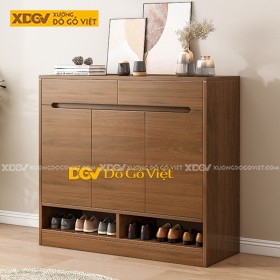 Tủ Giày Gỗ Veneer Sồi Màu Óc Chó Đậm