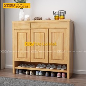 Tủ Giày Dép Gỗ Veneer Sồi Có Ngăn Để Dép Ngoài