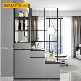 Tủ Lưu Trữ Rượu MDF Hiện Đại Kiêm Vách Ngăn Căn Hộ Tiện Nghi