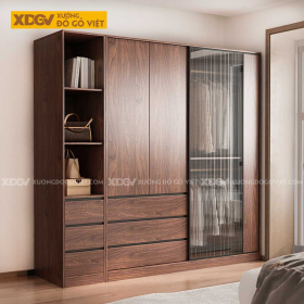 Tủ Quần Áo Gỗ Veneer Óc Chó X1