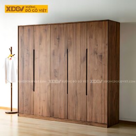 Tủ Quần Áo Óc Chó Thịt 5 Cánh Mặt Phẳng Tay Âm Hiện Đại