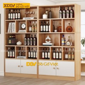 Tủ Rượu 4 Tầng Màu Vàng Sồi Gỗ MDF Công Nghiệp