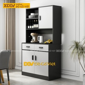 Tủ Trưng Bày Rượu Gỗ MDF Màu Đen Cánh Xám
