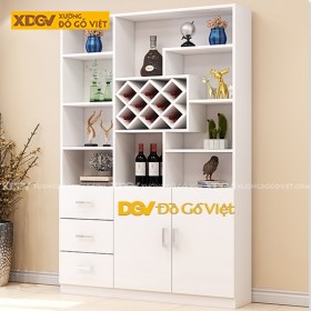 Tủ Rượu Gỗ MDF Công Nghiệp Màu Trắng Nhiều Kệ Tầng
