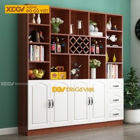 Mẫu Tủ Rượu Đẹp Gỗ Công Nghiệp 3 Tầng Kệ